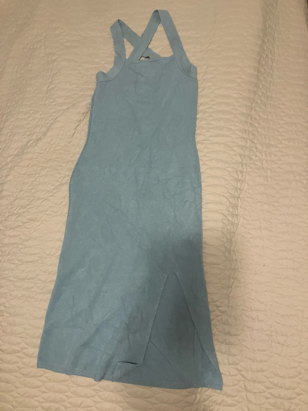 Abercrombie & Fitch Light Blue Ribbed Midi Dress
